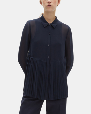 Navy pleated shirt