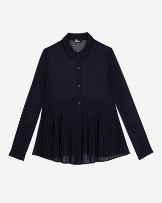 Navy pleated shirt