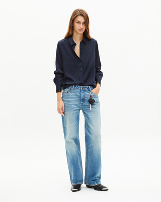 Navy silk shirt
