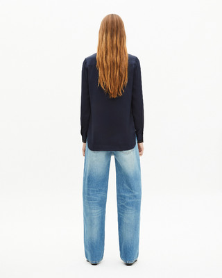 Navy silk shirt