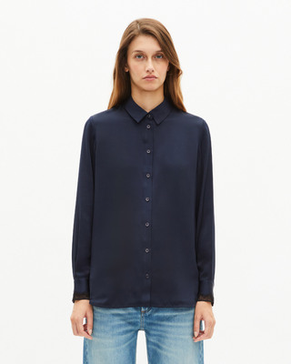 Navy silk shirt