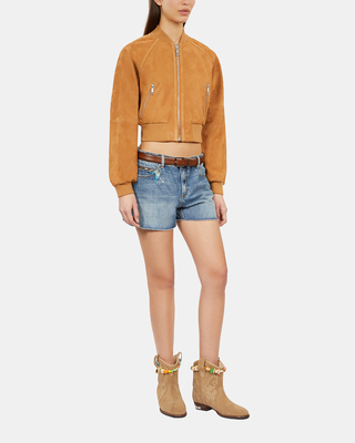 Camel suede leather jacket