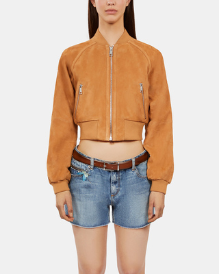 Camel suede leather jacket