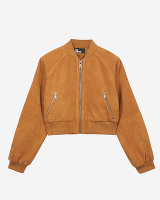 Camel suede leather jacket