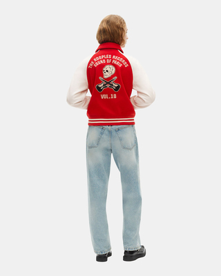 Red wool and leather jacket