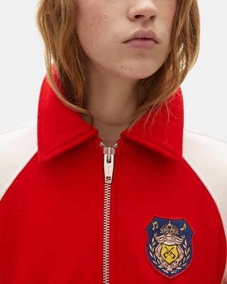 Red wool and leather jacket