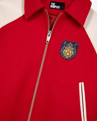 Red wool and leather jacket