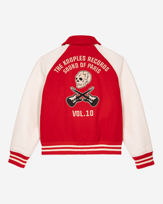 Red wool and leather jacket