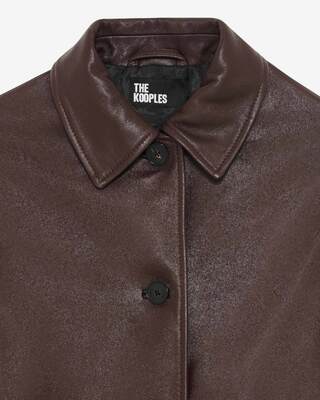 Long burgundy leather coat