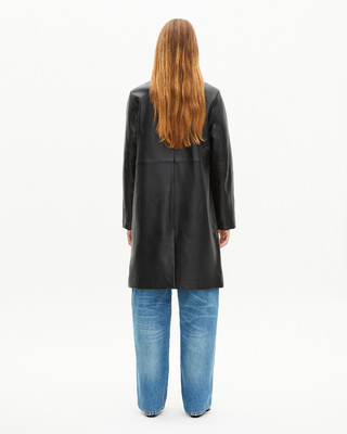 Long black leather coat