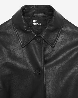 Long black leather coat