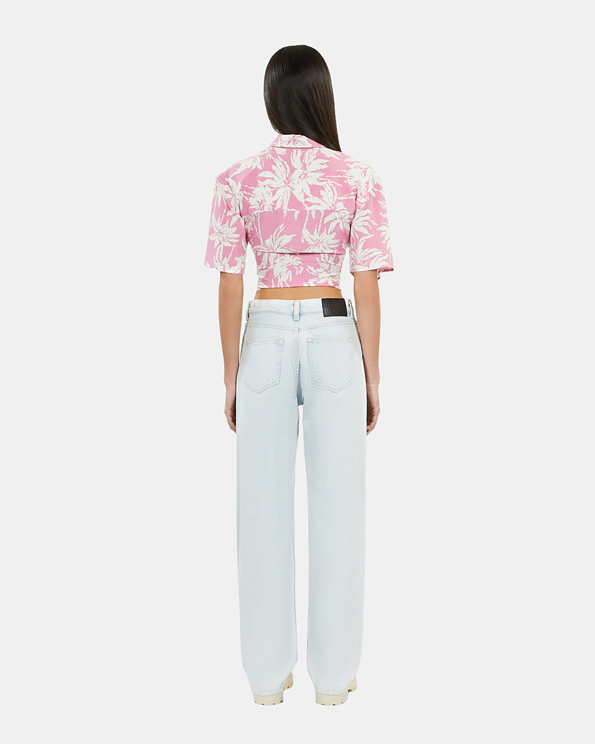 Faded light blue straight jeans