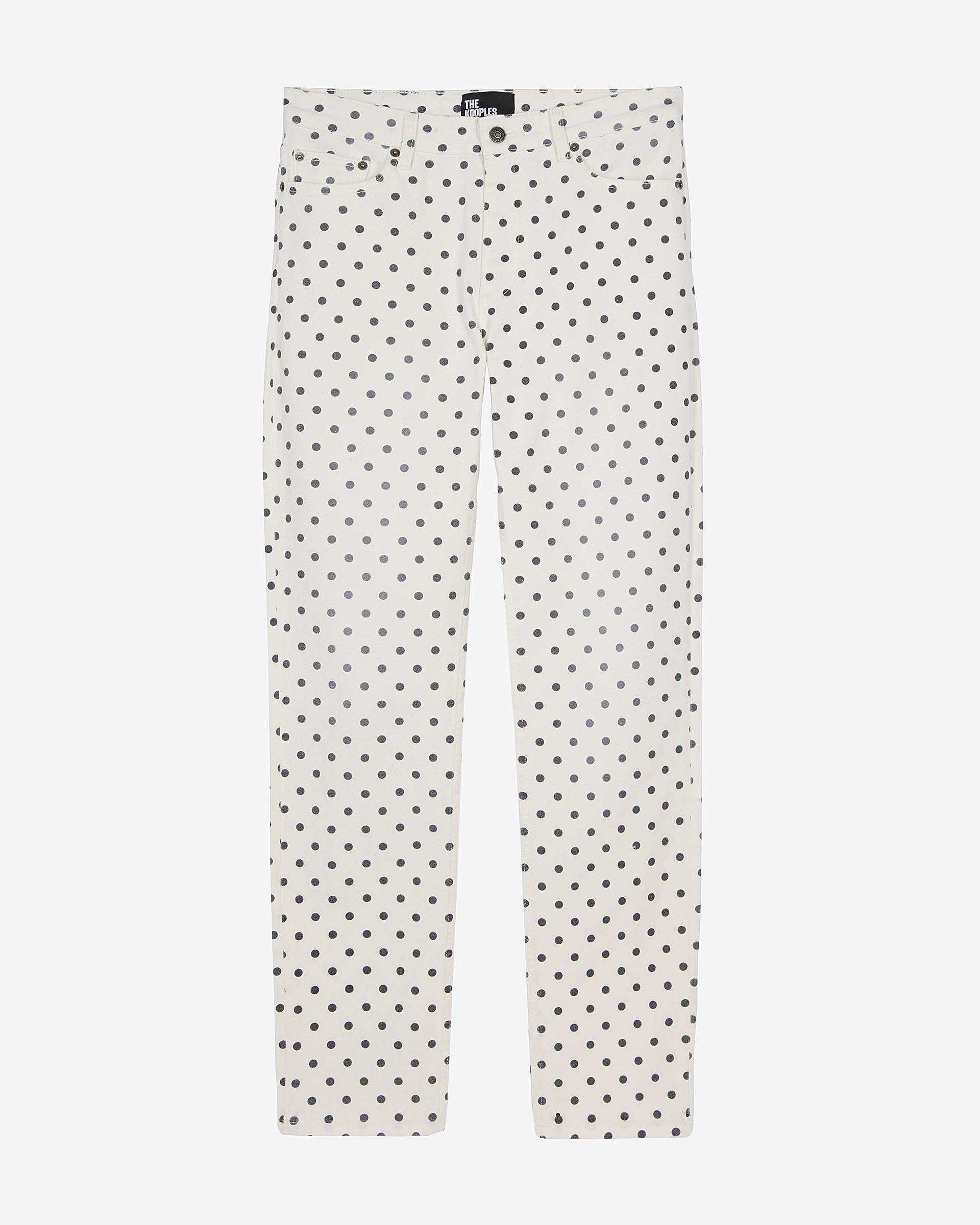Beige polka-dot skinny jeans