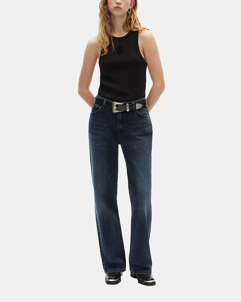 Dark blue wide-leg jeans