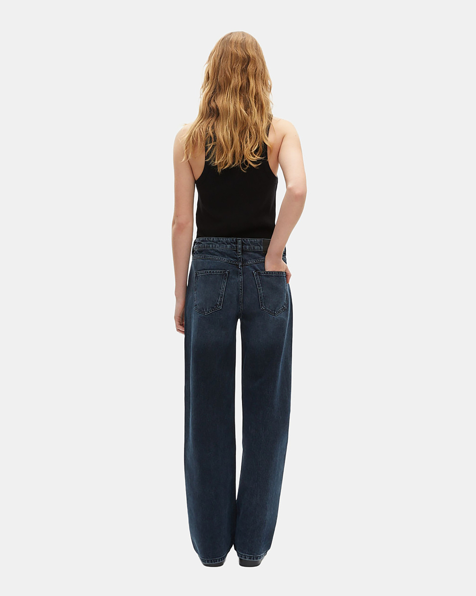 Dark blue wide-leg jeans
