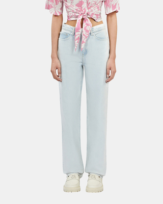 Faded light blue straight jeans