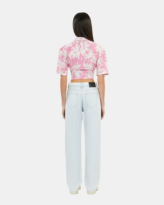 Faded light blue straight jeans