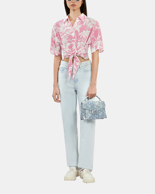 Faded light blue straight jeans
