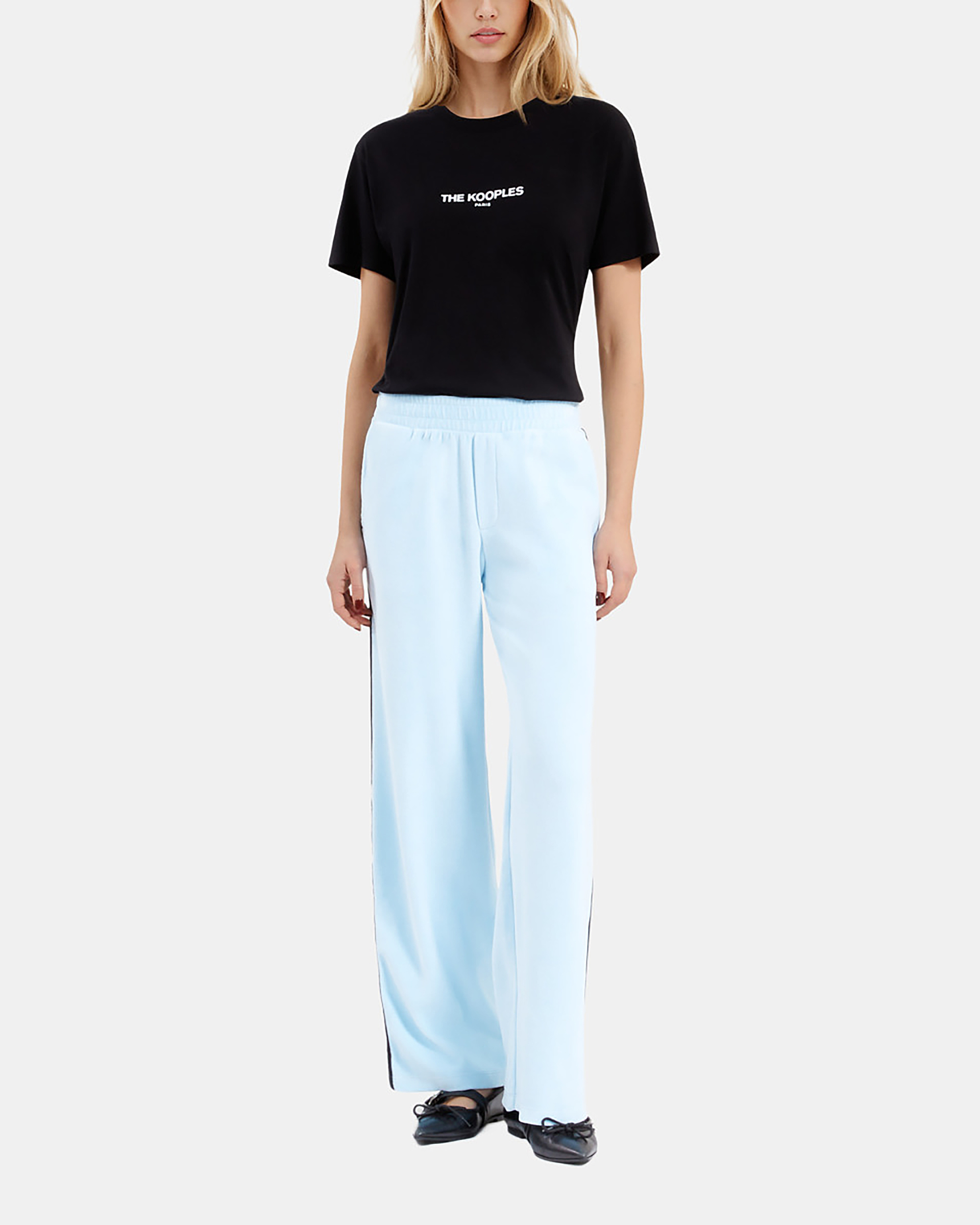 Light blue velvet jogging bottoms