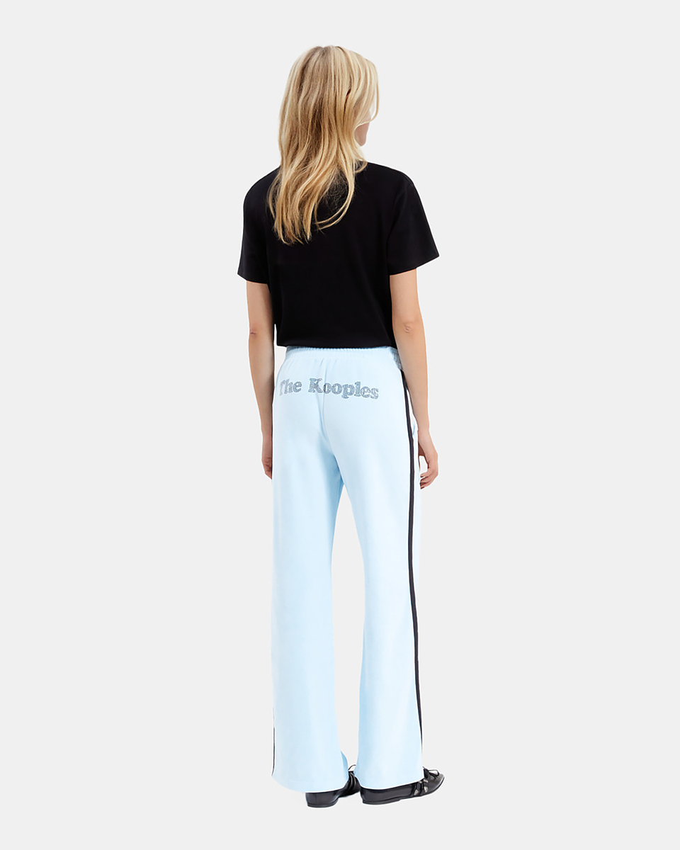 Light blue velvet jogging bottoms