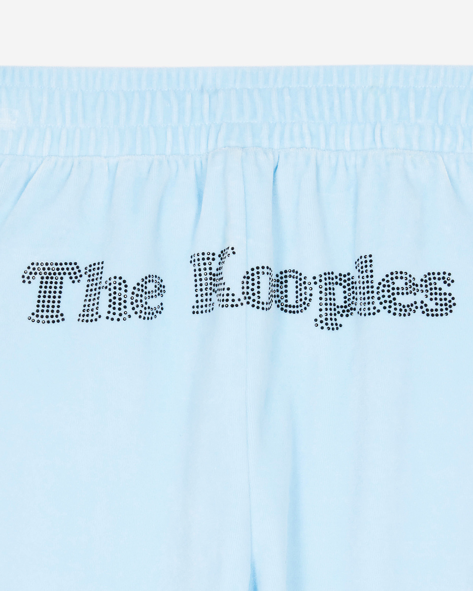 Light blue velvet jogging bottoms