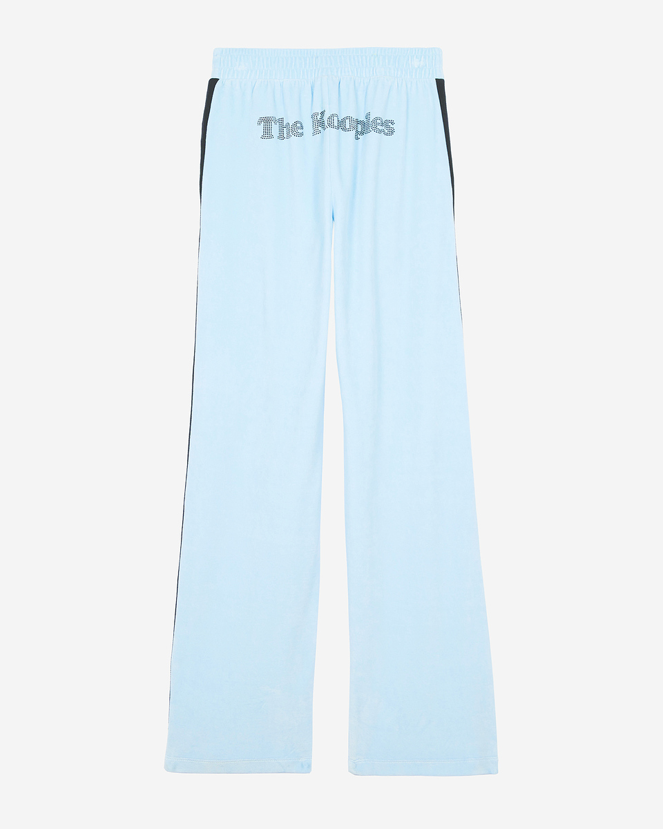 Light blue velvet jogging bottoms