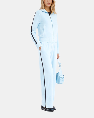 Light blue velvet jogging bottoms