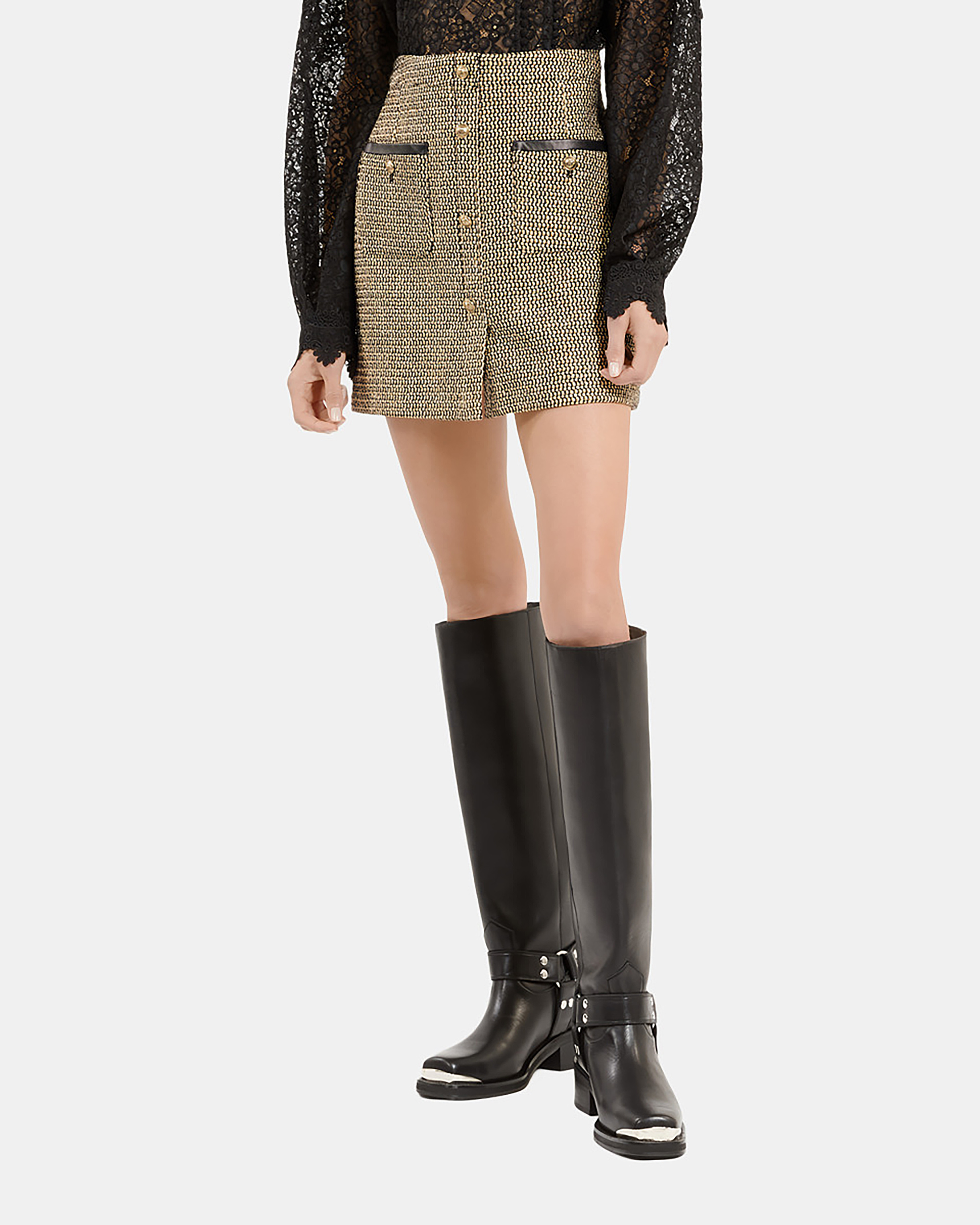 Short golden skirt
