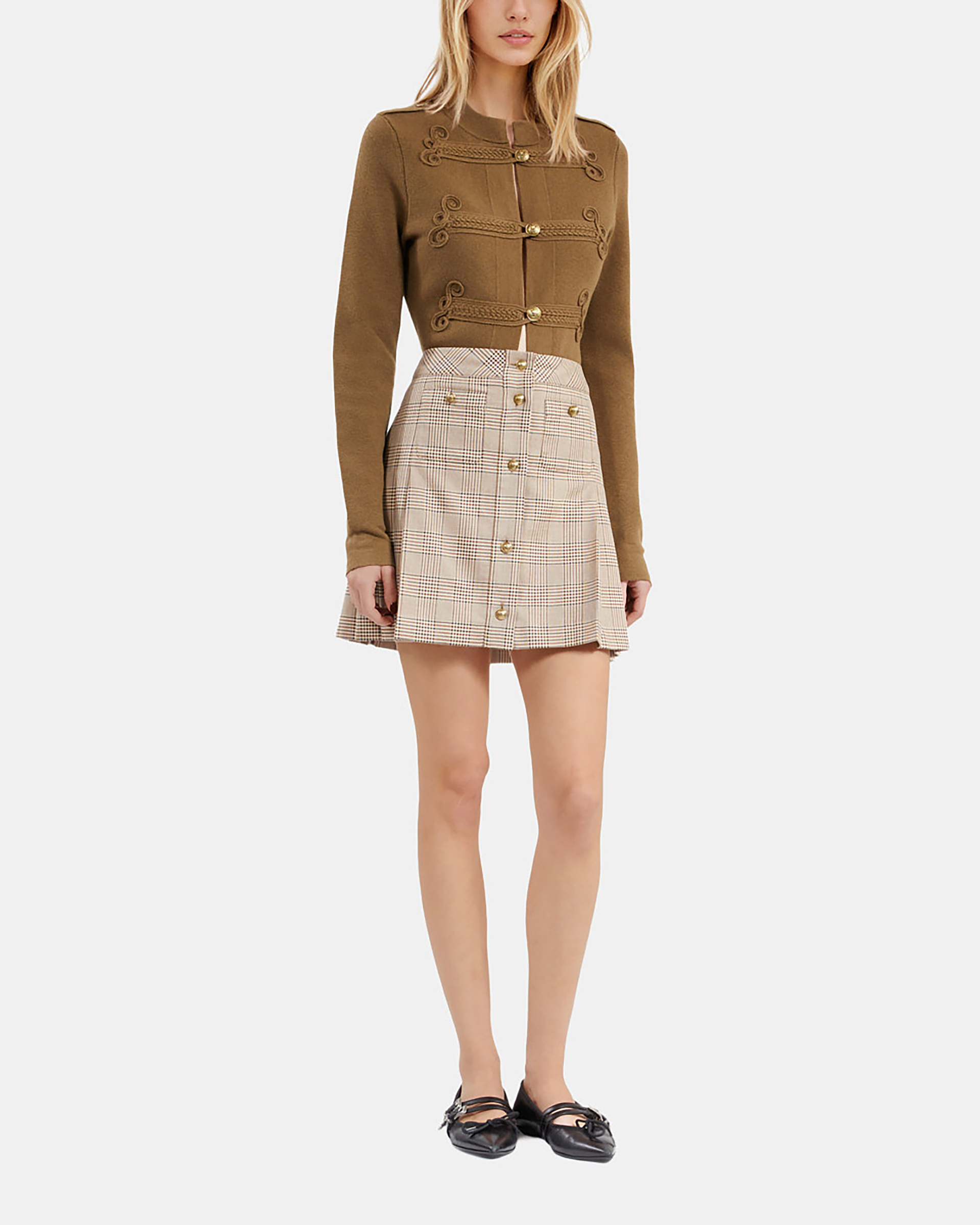 Prince of Wales short skirt beige