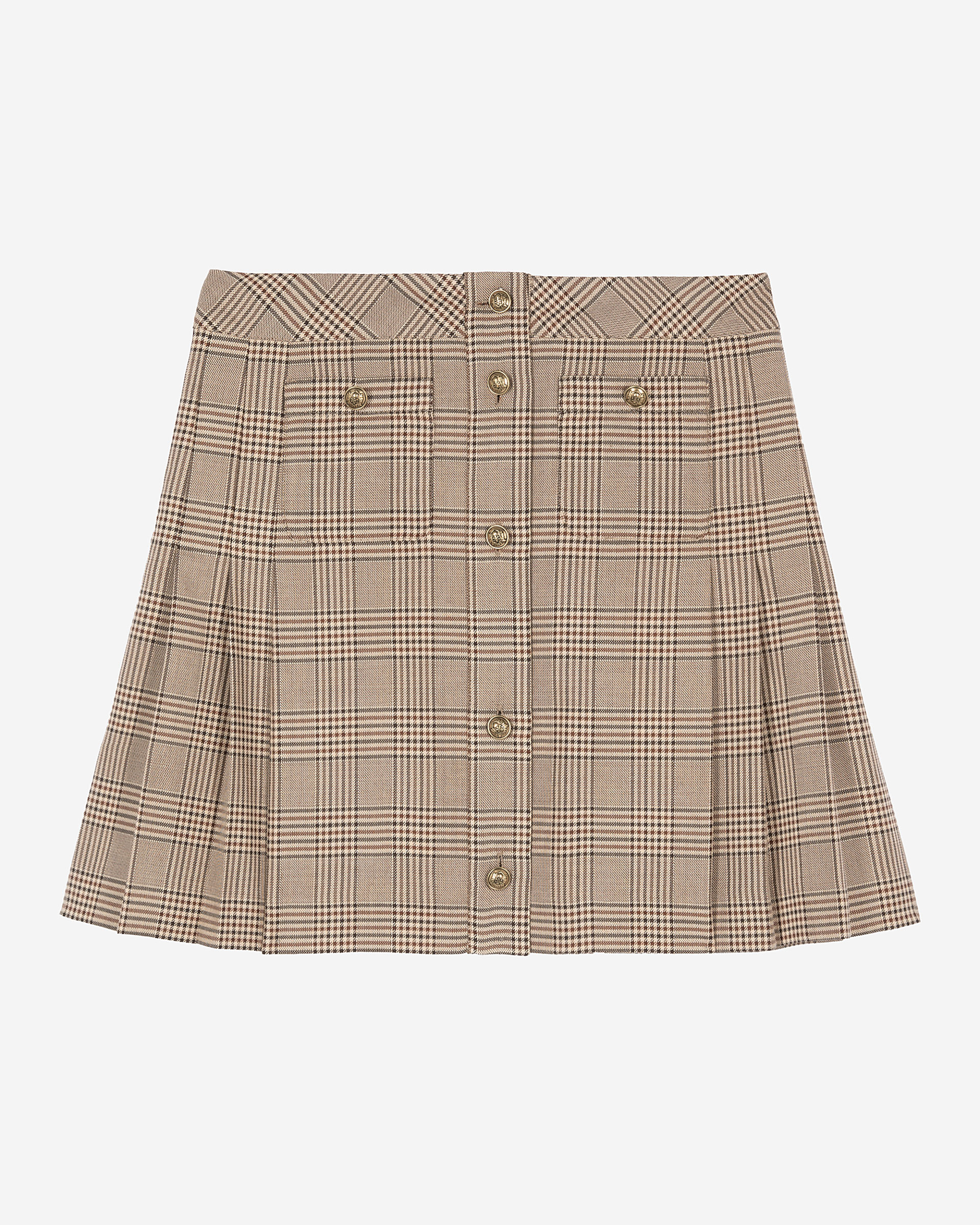 Prince of Wales short skirt beige