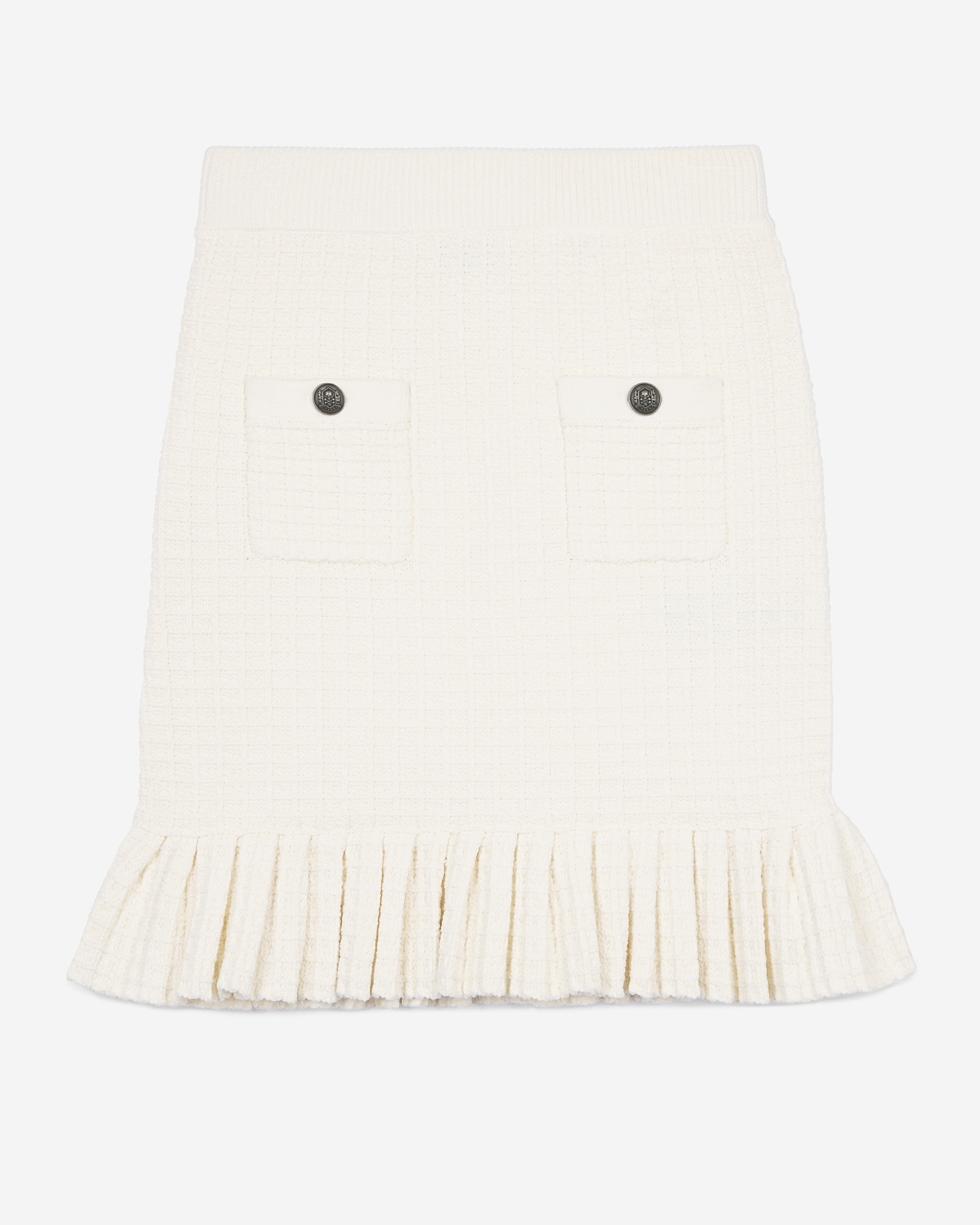 Short ecru knit skirt