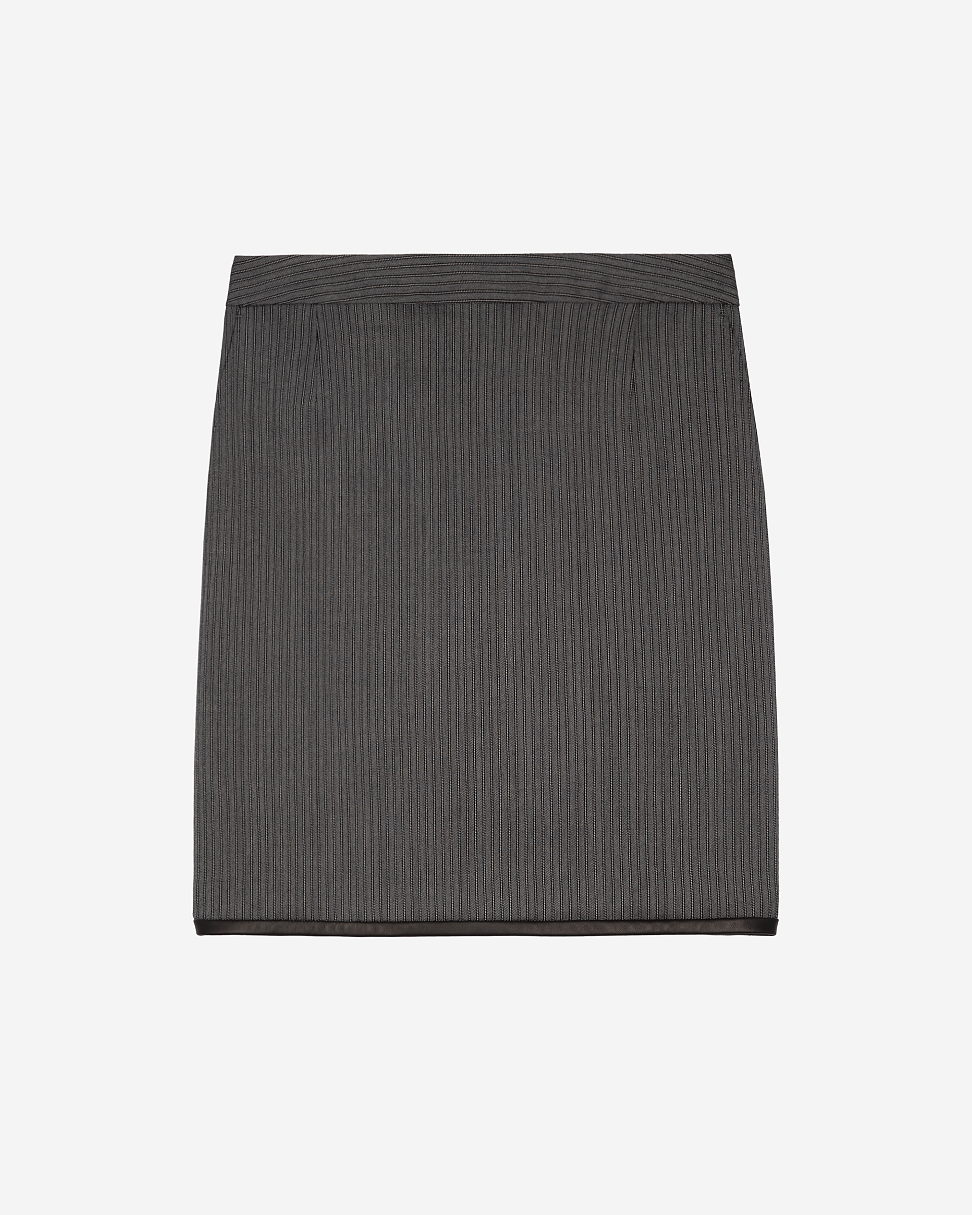 Short gray striped skirt