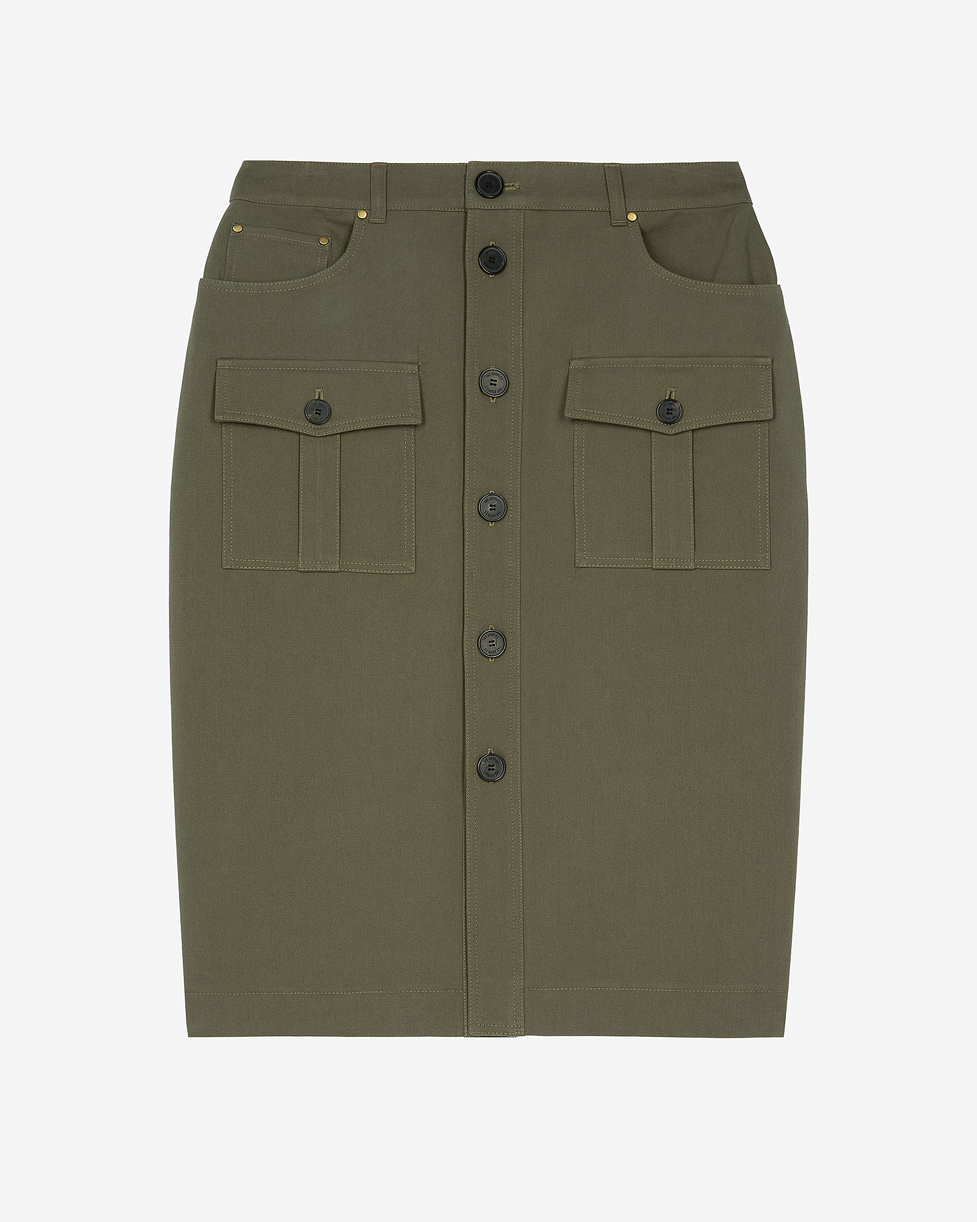 Khaki midi cargo skirt