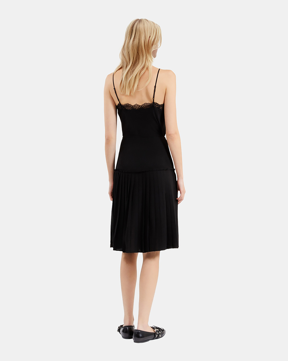 Black pleated midi skirt