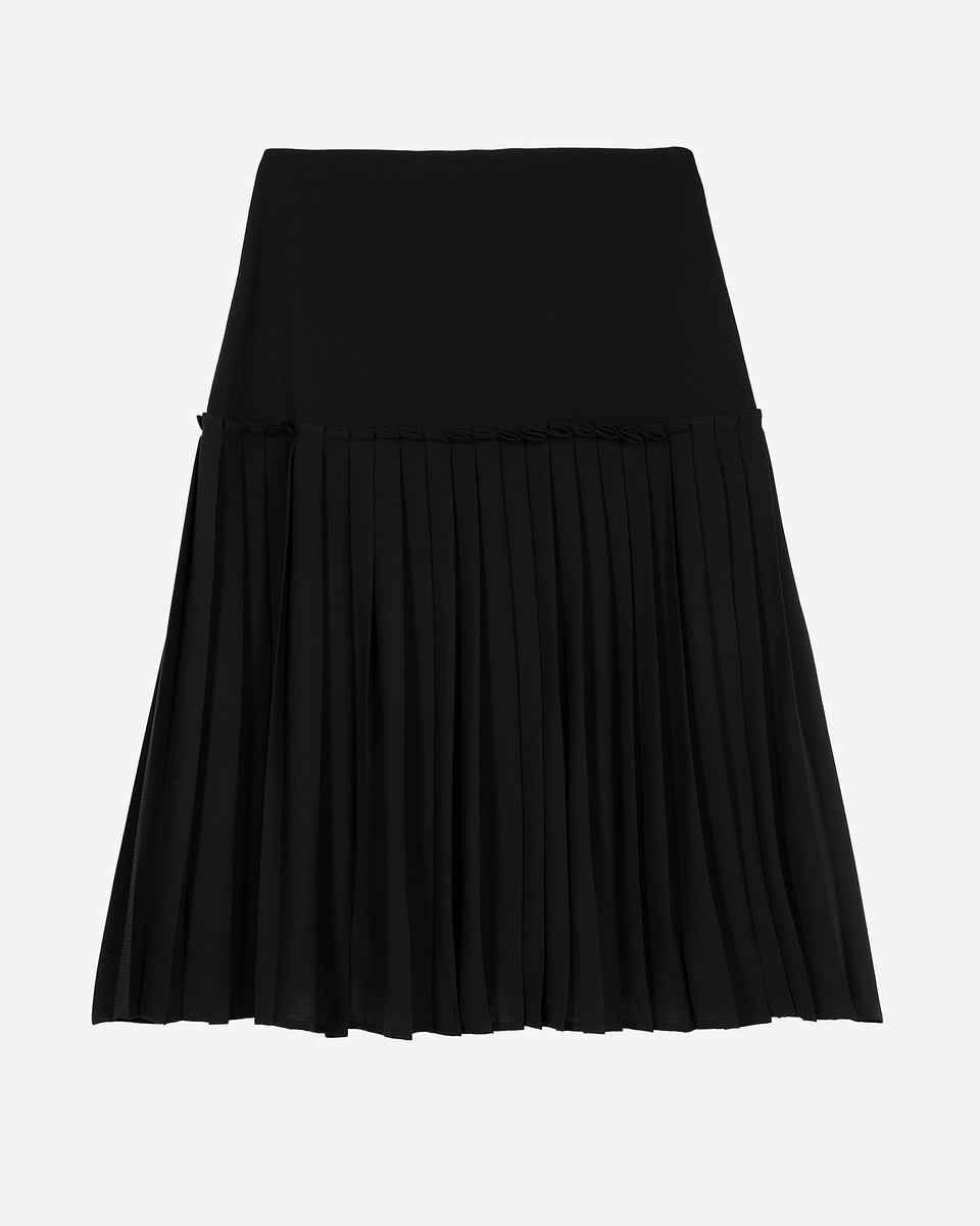 Black pleated midi skirt