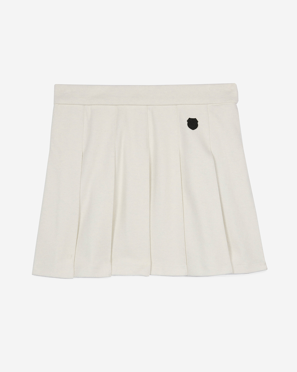 Short ecru pleated skirt