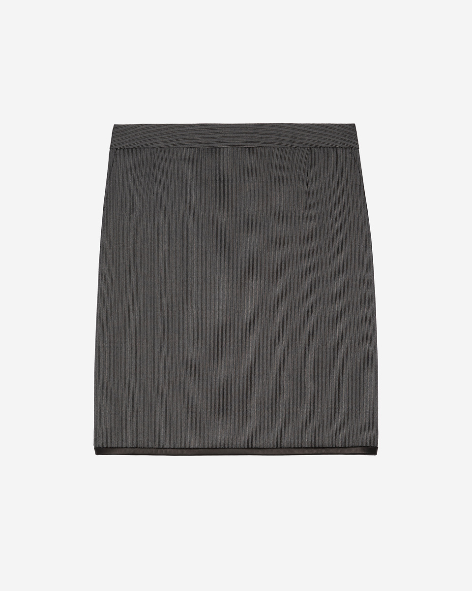 Short gray striped skirt