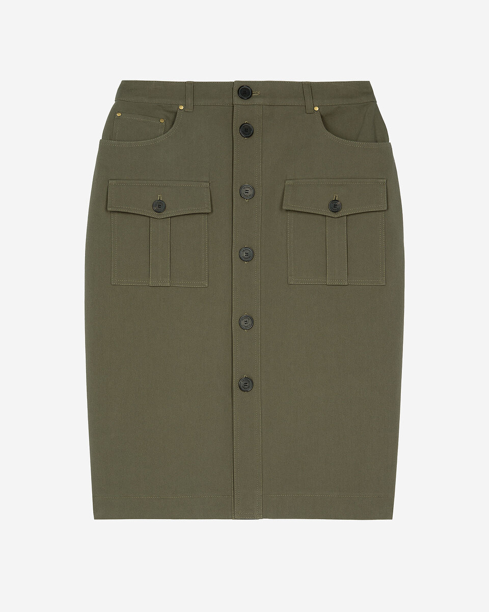 Khaki midi cargo skirt