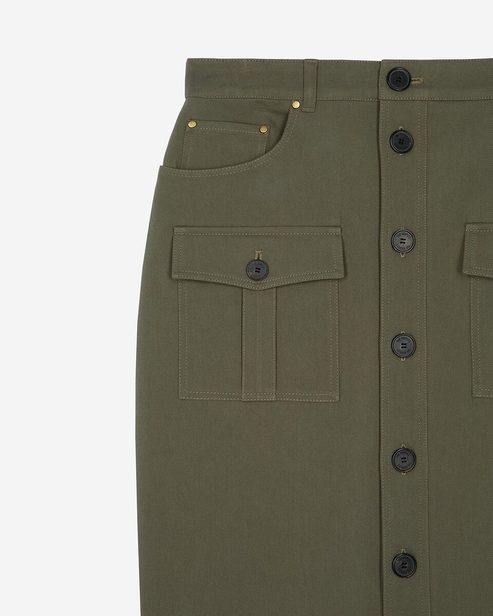 Khaki midi cargo skirt