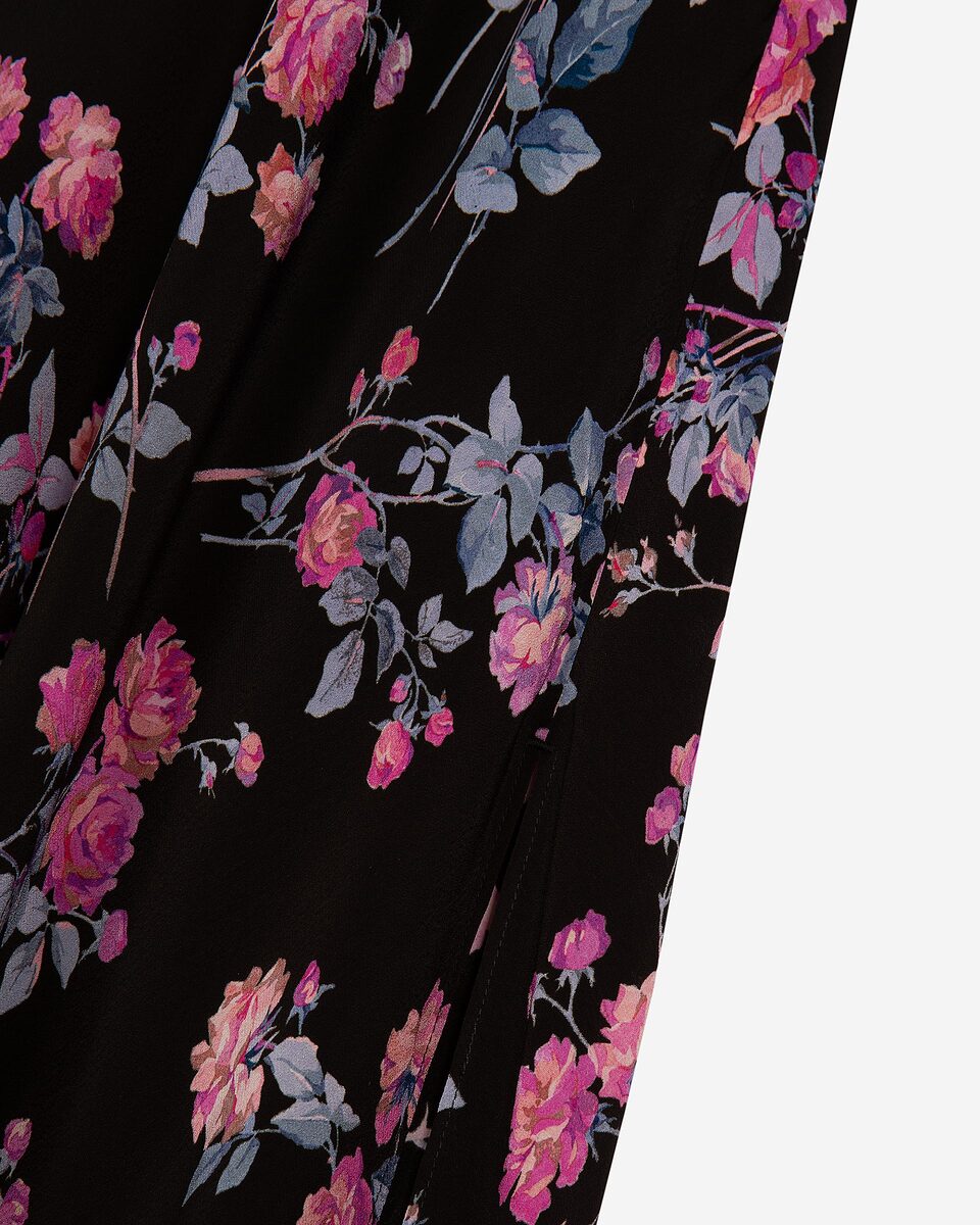Black floral print long skirt
