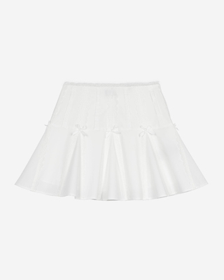 Short skirt with bow detail in ecru