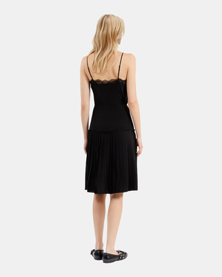 Black pleated midi skirt