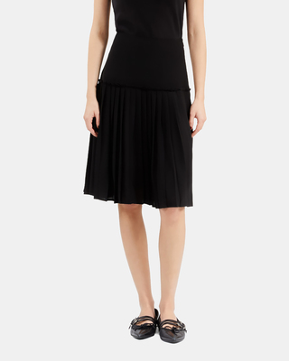 Black pleated midi skirt