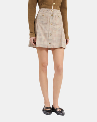 Prince of Wales short skirt beige