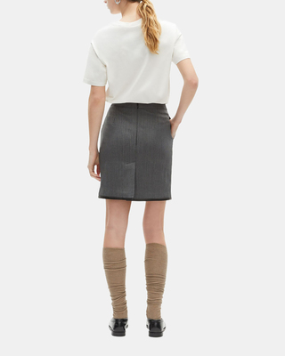Short gray striped skirt