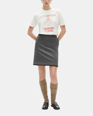 Short gray striped skirt
