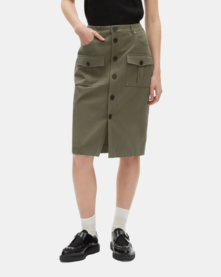 Khaki midi cargo skirt