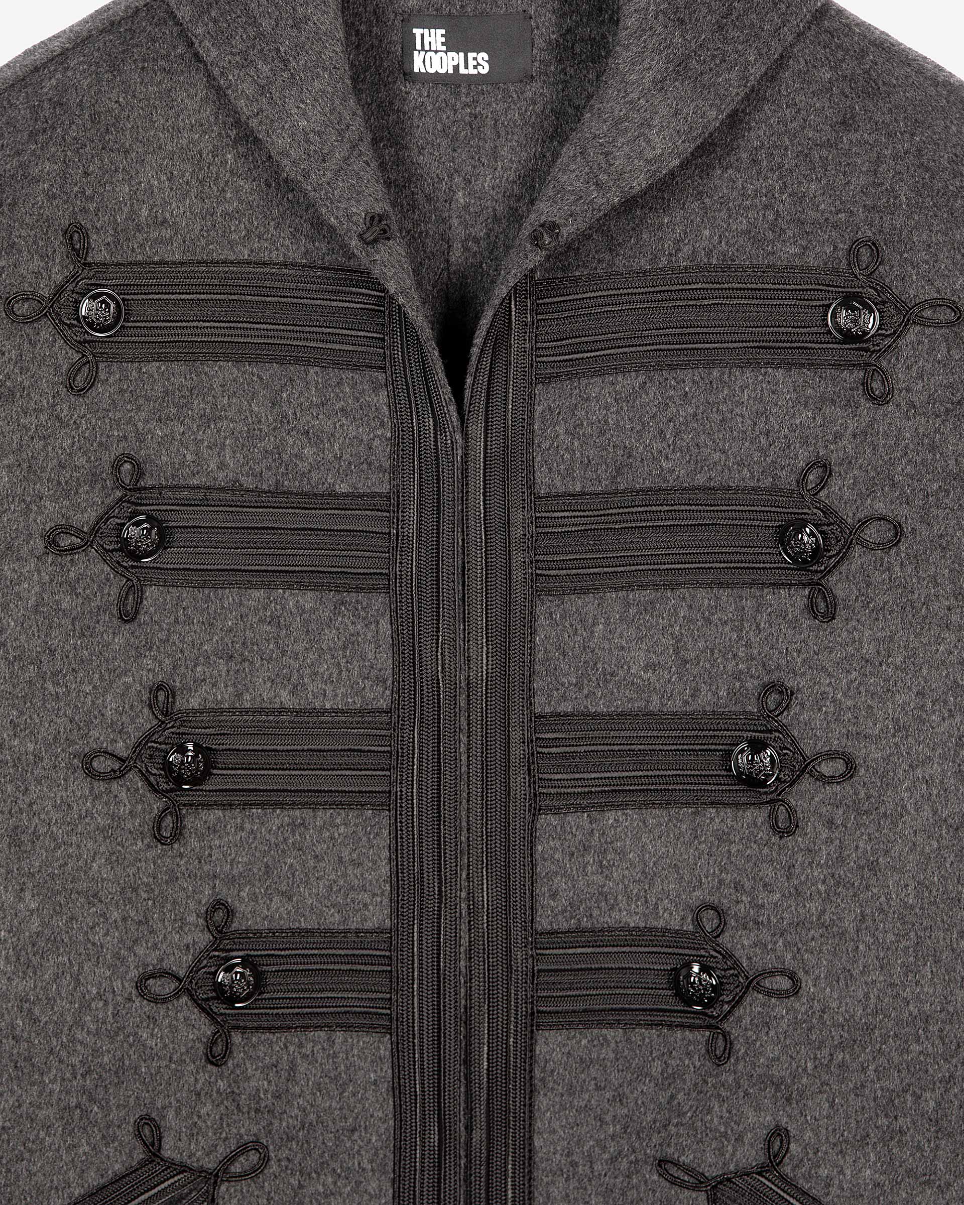 Long gray wool hooded pea coat