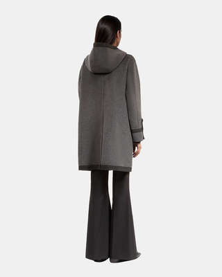 Long gray wool hooded pea coat