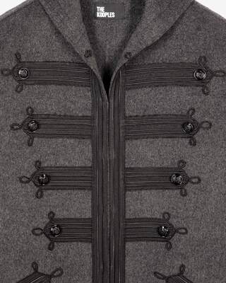 Long gray wool hooded pea coat